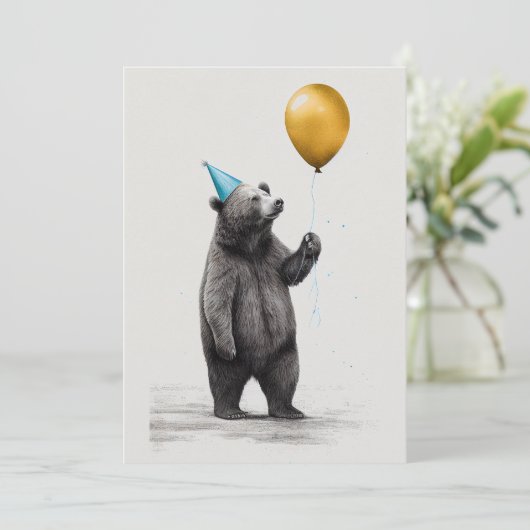 Geburtstagskarte mit Bärenflachkarte Dankeskarte (Stehend Vorderseite)