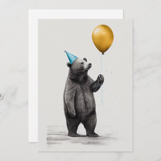 Geburtstagskarte mit Bärenflachkarte Dankeskarte (Vorne/Hinten)