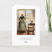 Geburtstagskarte mit Dame und Nähmaschine. Feiertagskarte (Rückseite)