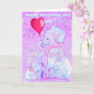 Geburtstagskarte mit Elephant Mama und Baby Karte