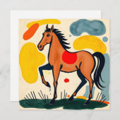 Geburtstagskarte mit farbenfroher Pferdegestaltung (Vorne/Hinten)