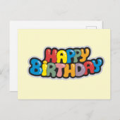 Geburtstagskarte mit farbigem Text Postkarte (Vorne/Hinten)