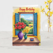 Geburtstagskarte mit Fensterblick Karte (Gelbe Blume)
