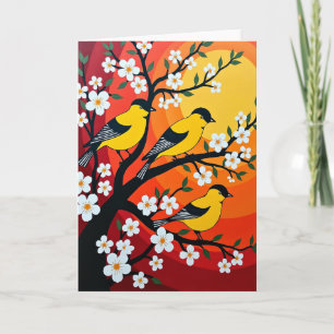 Geburtstagskarte mit floralem Vogel-Motiv Karte