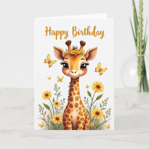 Geburtstagskarte mit floraler Giraffe Karte