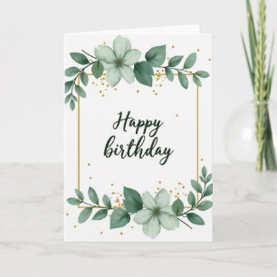 Geburtstagskarte mit floraler grüner Schrift Karte