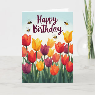Geburtstagskarte mit Frühlingsblüten Karte