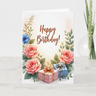 Geburtstagskarte mit Geschenkbox Karte