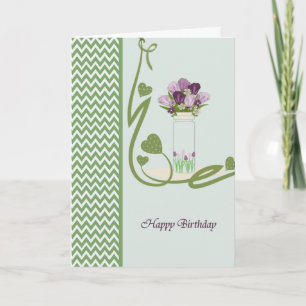 Geburtstagskarte mit Glas und Tulpen Karte
