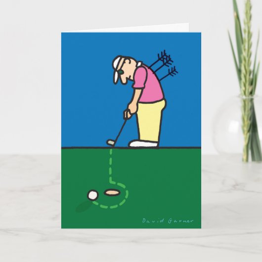 Geburtstagskarte mit Golfspielerillustration Karte (Vorderseite)
