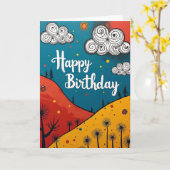 Geburtstagskarte mit Grafik Karte (Gelbe Blume)