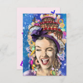 Geburtstagskarte mit Happy Woman - Funny (Vorne/Hinten)