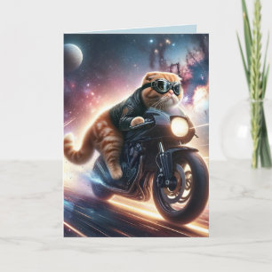 Geburtstagskarte mit Katze auf Motorrad Feiertagskarte