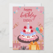 Geburtstagskarte mit Kuchen & Geschenken - Elegant Einladung (Vorderseite)