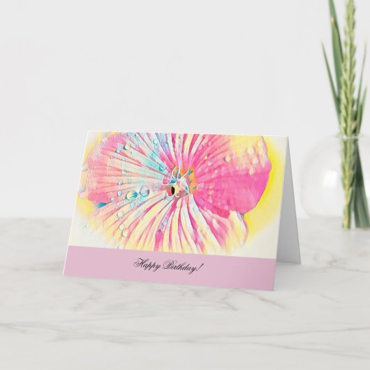 Geburtstagskarte mit Petunia und Wassertropfen Karte (Vorderseite)