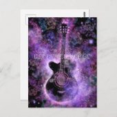 Geburtstagskarte mit romantischer Gitarre Postkarte (Vorne/Hinten)