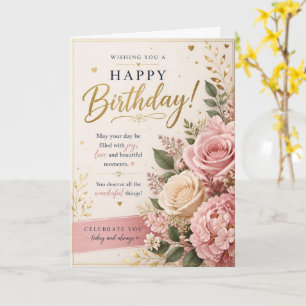 Geburtstagskarte mit rosa Rosengarten Karte