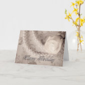 Geburtstagskarte mit Rose und Perlen Karte (Gelbe Blume)