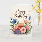 Geburtstagskarte mit Scripted Gifts Karte (Gelbe Blume)