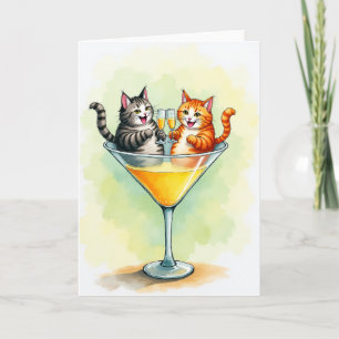 Geburtstagskarte mit toastenden Katzen Karte