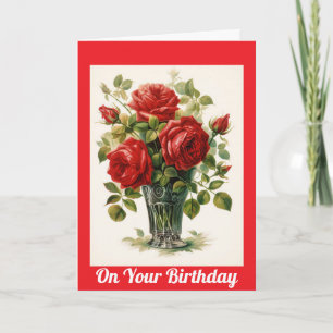 Geburtstagskarte mit Vintage roten Rosen Karte