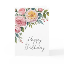 Geburtstagskarte mit weichen Aquarellrosen