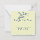 Geburtstagskarte Mitteilungskarte (Rückseite)