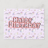 Geburtstagskarte niedliche Einhornrosa Postkarte (Vorderseite)