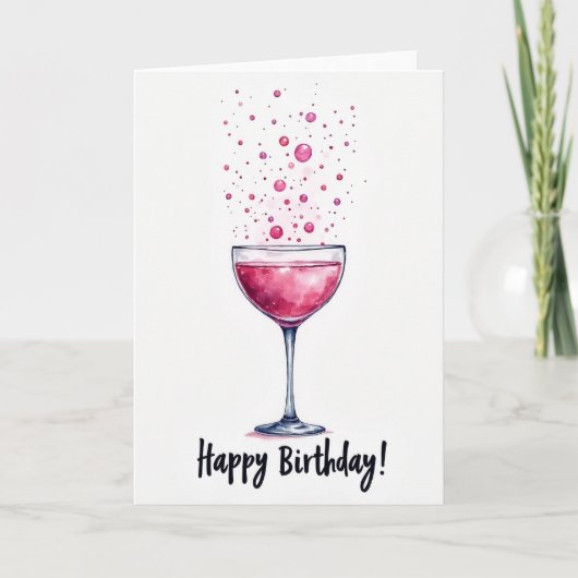 Geburtstagskarte Pink Bubbles Karte (Vorderseite)