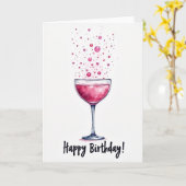 Geburtstagskarte Pink Bubbles Karte (Gelbe Blume)