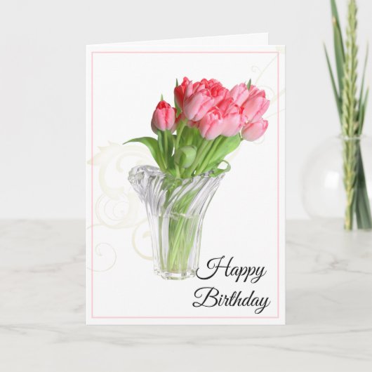 Geburtstagskarte Pink Tulips Card Karte (Vorderseite)
