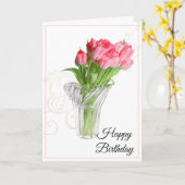 Geburtstagskarte Pink Tulips Card Karte (Gelbe Blume)