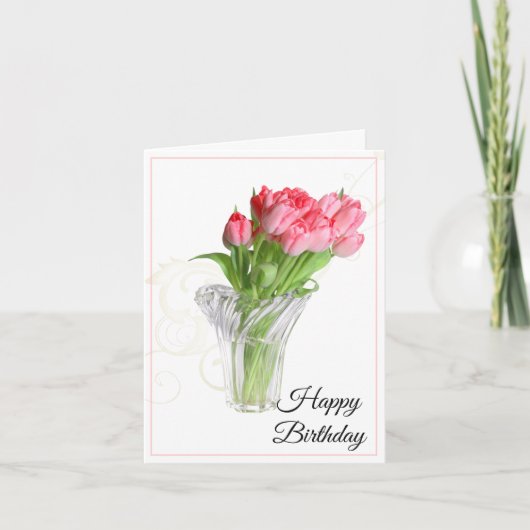 Geburtstagskarte Pink Tulips Card Karte (Vorderseite)