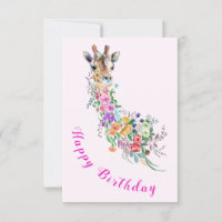 Geburtstagskarte Romantische Blume Bouquet Giraffe