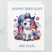 Geburtstagskarte Rot, Weiß und Blau Patriotischer (Vorne/Hinten)