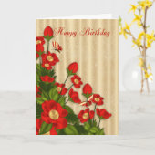 Geburtstagskarte Rote Blume mit Schmetterlingen Karte (Gelbe Blume)