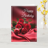 Geburtstagskarte - Rote Rosen Karte (Gelbe Blume)