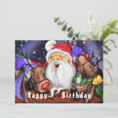 Geburtstagskarte Santa mit Rentierspass (Stehend Vorderseite)