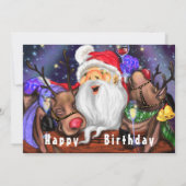 Geburtstagskarte Santa mit Rentierspass (Rückseite)