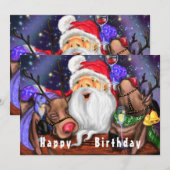 Geburtstagskarte Santa mit Rentierspass (Vorne/Hinten)