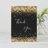 Geburtstagskarte Schwarzer Glitzer Dankeschön Einladung (Stehend Vorderseite)