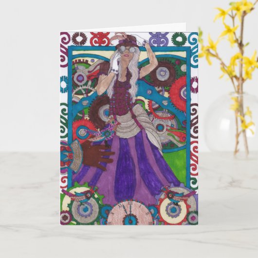 Geburtstagskarte - Steampunk 21 Karte (Gelbe Blume)