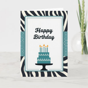 Geburtstagskarte Striped Teal Cake Party Karte
