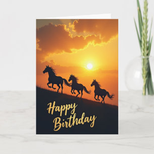 Geburtstagskarte Sunset Horses Karte