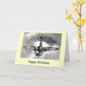 Geburtstagskarte - Supermarine Spitfire Karte (Gelbe Blume)