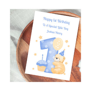 Geburtstagskarte Teddybär 1. Geburtstag Junge Karte