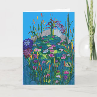 Geburtstagskarte - Teich mit Wasserlilie Karte