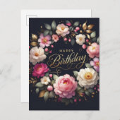 Geburtstagskarte: Vibranntes Blumenthema Postkarte (Vorne/Hinten)