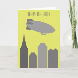 Geburtstagskarte von Custom Grey and Yellow Blimp Karte
