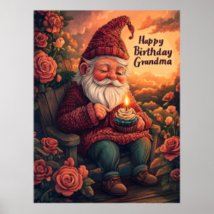 Geburtstagskarte von Gnome für Oma Poster